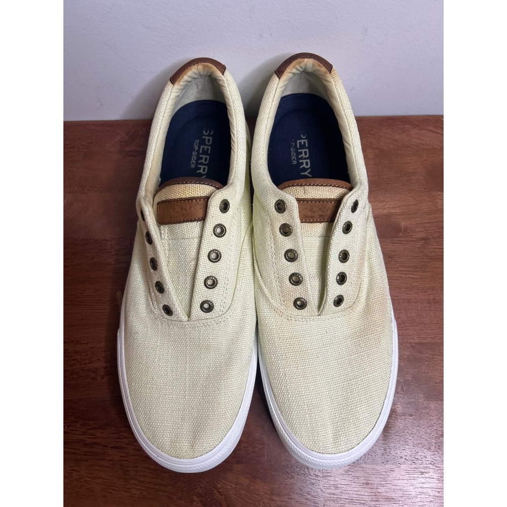 Sperry Cream Canvas Sneakers Mens Size 13 STS24176